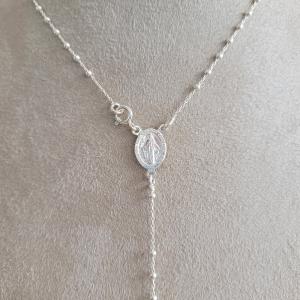 Terço Nossa Senhora das Graças Prata 0,5mm 45cm