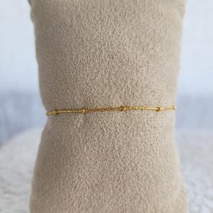 Pulseira Bolinha Com Extensor Aço Banhada a Ouro 0,5mm 17cm