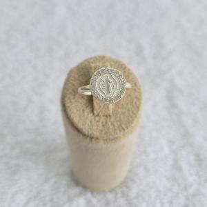 Anel São Bento Cravejado Micro Zircônia Prata nº14