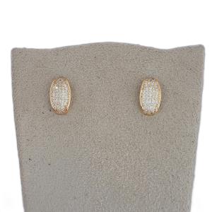 Brinco Oval Cravejado Micro Zircônia Folheado A Ouro