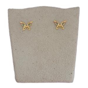 Brinco Borboleta Vazada Cravejado Micro Zircônia Colorido Dourado
