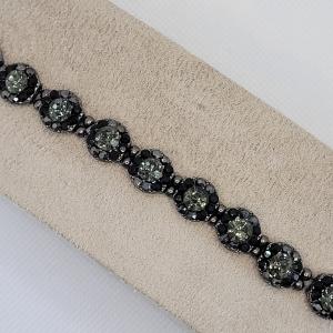 Pulseira Com Cristais Negro Com Extensor Ródio Negro