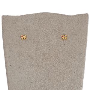 Brinco Lacinho Cravejado Micro Zircônia Colorido Dourado Mini