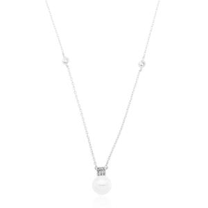 Colar / Corrente Elo Oval Pérola Cravejado Zircônia Navete Banho Platina