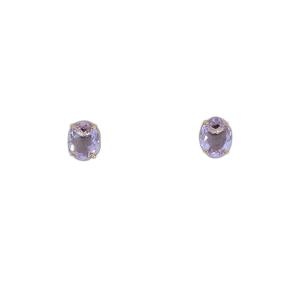 Brinco Ponto de Luz Oval Alexandrita Folheado A Ouro