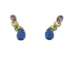 Brinco Ear Cuff Colorido Folheado A Ouro