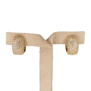 Brinco Argola Larga Cravejado Micro Zircônia Folheado A Ouro M