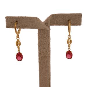 Brinco Argola Com Cristal Pink Folheado A Ouro P