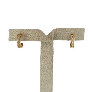Brinco Meia Argola Cruzada Cravejado Micro Zircônia Folheado A Ouro