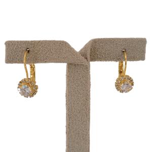 Brinco Argola Anzol Ponto de Luz Cravejado Micro Zircônia Folheado A Ouro
