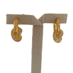 Brinco Argola Nozinho Crvejado Micro Zircônia Folheado A Ouro