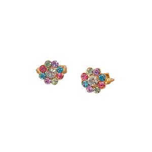 Brinco Argola Florzinha Colorida Dourado