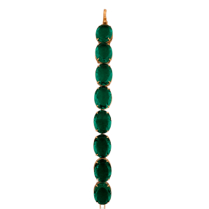 Pulseira Monalisa Oval Verde Esmeralda Folheado A Ouro 19cm