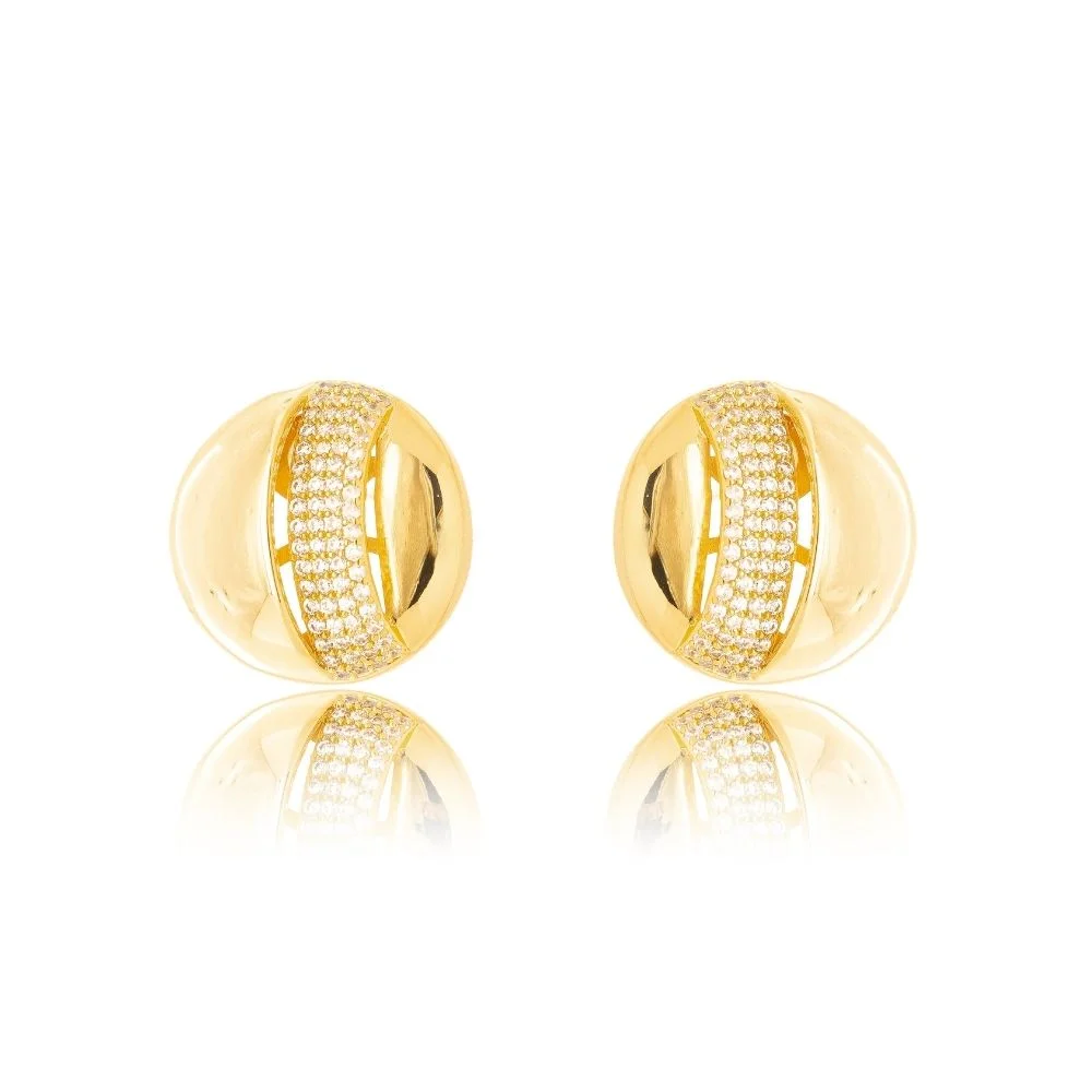 Brinco Caminhos Cravejado Microzircônia Folheado A Ouro