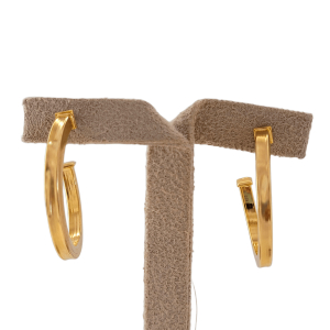 Brinco Argola Tubolar Quadrada Liso Folheado A Ouro