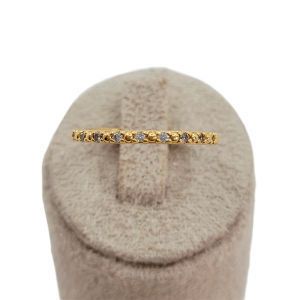 Anel Aliança Toda Cravejada Microzircônia Folheado A Ouro nº14