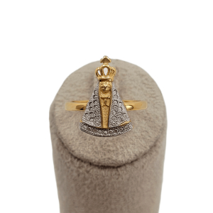 Anel Nossa Senhora Aparecida Cravejado Microzircônia Folheado A Ouro nº21