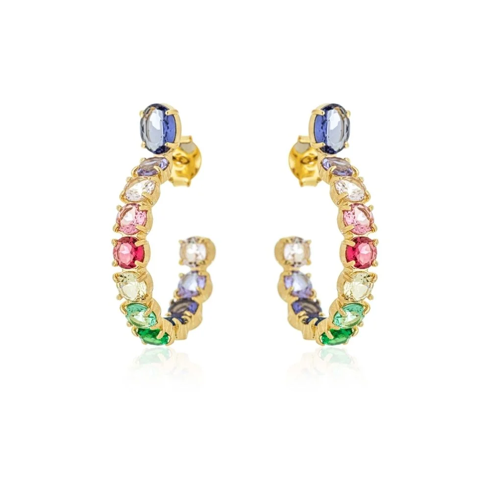 Brinco Argola Monalisa Colorfull Folheado A Ouro