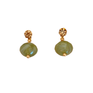 Brinco Pedras Naturais Pistache Dourado