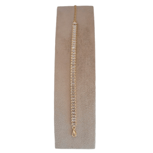 Pulseira Riviera Zircônia Baguete Folheado A Ouro 3mm 16cm + Exensor