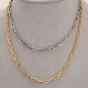 Colar Elo Cartier Duplo Dois Banhos Verniz Italiano 45Cm + Extensor