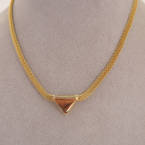 Chocker Elo Esteira Geométrico Folheado A Ouro 35cm + Extensor