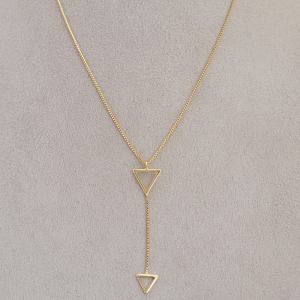 Colar Elo Veneziana Triângulo Folheado A Ouro 40cm+Extensor