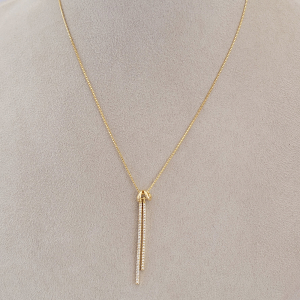 Colar Elo Veneziana Palito Cravejado Microzircônia Folheado A Ouro 45cm + Extensor