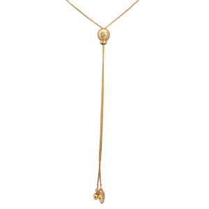 Colar Elo Veneziana Gravatinha Coração e Esfera Folheado A Ouro 80cm