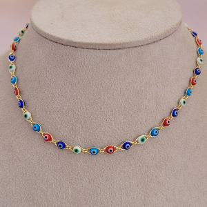 Choker Olho Grego Folheado A Ouro 34cm+ Extensor