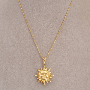 Colar Elo Veneziana Sol Folheado A Ouro 45cm+Extensor