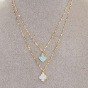 Colar Elo Oval Duplo Inspiração Van Cleef Tons Pastéis Folheado A Ouro 45cm + Extensor