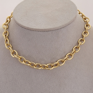 Choker Oval Folheado A Ouro 35cm