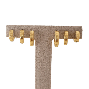 Trio Brinco Argola Lisa Folheado A Ouro