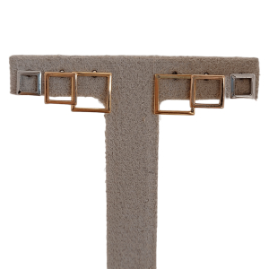 Trio Brinco Quadrado Liso 3 Ouros Folheado A Ouro