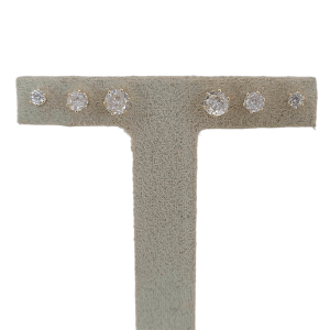 Trio Brinco Ponto de Luz Cristal Folheado A Ouro