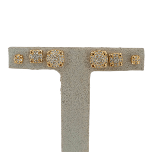 Trio Brinco Vita Aurea Cravejado Microzircônia Folheado A Ouro
