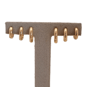 Trio Argola Lisa Classic Reta Folheado A Ouro