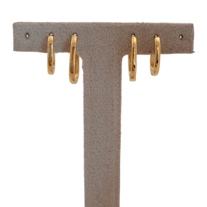 Duo Brinco Argola Oval Lisa Folheado A Ouro