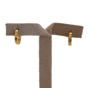 Brinco Argola Oval Base Reta Liso Folheado A Ouro