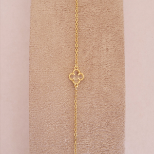 Pulseira Elo Oval Inspiração Van Cleef Cristal Folheado A Ouro 16cm + Extensor