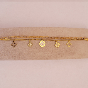 Pulseira Dupla Dourada Aço 16cm + Extensor
