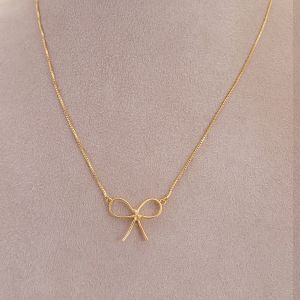 Colar Elo Veneziana Laço Folheado A Ouro 40cm + Extensor