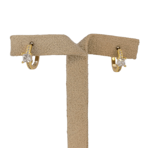 Brinco Argola Cravejado Microzircônia Com Zircônia Folheado A Ouro
