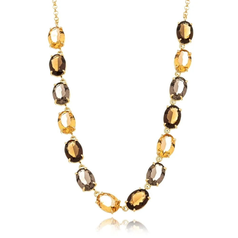 Colar Golden Garden Oval Clássico Intercalado Fecho Bóia Folheado A Ouro 45cm