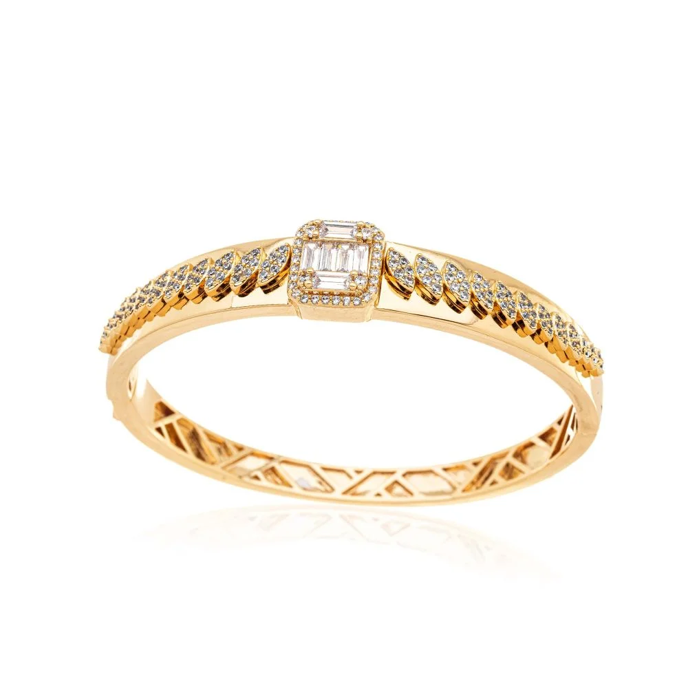 Bracelete Dual Hasli Em Zircônias Folheado A Ouro