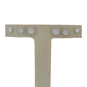 Trio Brinco Ponto de Luz Cristal Ródio Branco