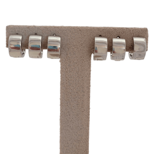 Trio Argola Classic Lisa Larga Ródio Branco