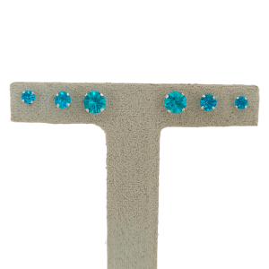 Trio Brinco Ponto de Luz Azul Tiffany Prata