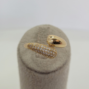 Anel Gota Cravejado Microzircônia Verniz Italiano Ajustável